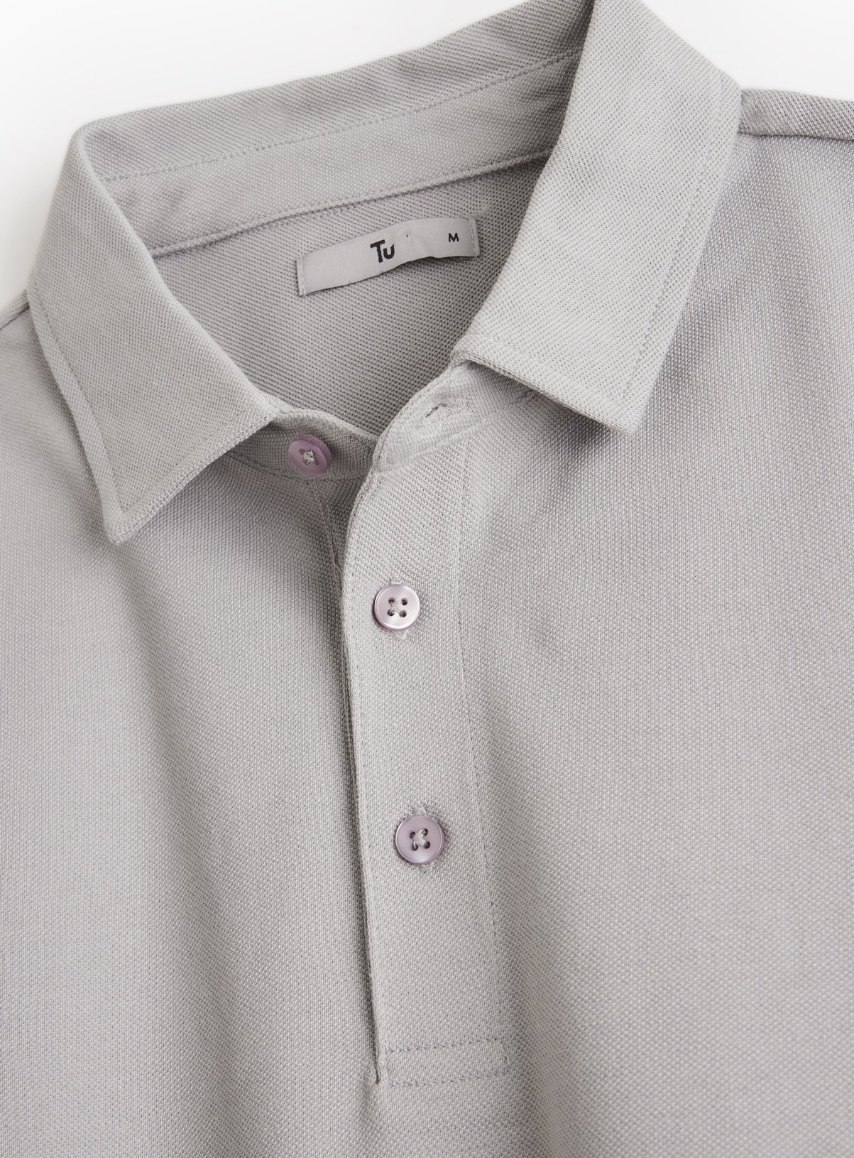Grey Long Sleeve Pique Polo Shirt XL - Image 2 thumbnail